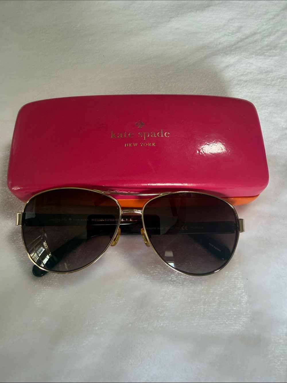 Kate Spade Dalia 2 Gold Aviator Polarized Sunglasses w/ Gradient Brown Lenses - Picture 6 of 11